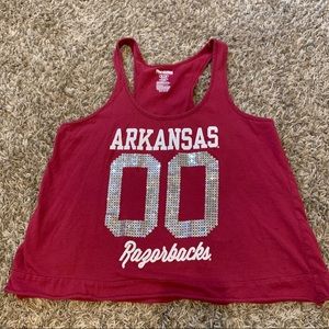 Cropped “Arkansas Razorback” tank top